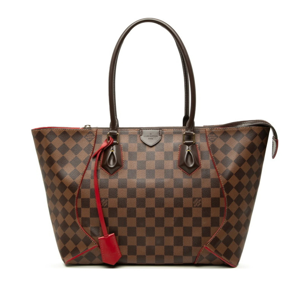 Louis Vuitton Damier Caïssa MM Tote Bag Shoulder N41548 Brown Cerise Red Leat...